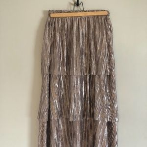 Lost + Wander Tiered Metallic Mid-Length Skirt